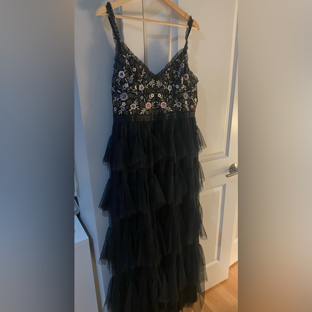 Needle & Thread Embroidered Tiered Tulle Gown